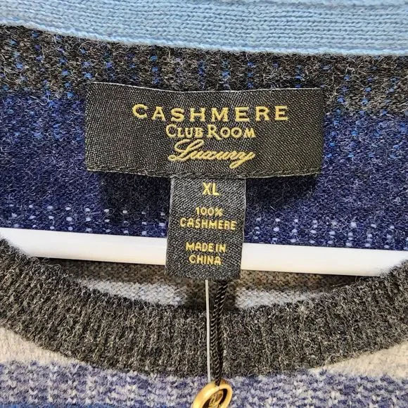 Club Room Aster Stripe Cashmere Sweater Men's XL Multicolored Crew Neck L/S - Picture 5 of 13
